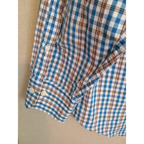 Peter Millar Shirt Men XL Blue Brown White Check Preppy Career Classic Button Up - Picture 9 of 9